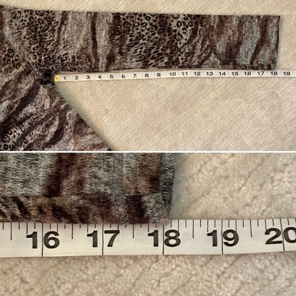 David Cline Womens Sweater Size M Animal Print Long Sleeve Fallcore Brown Tan - Picture 8 of 11